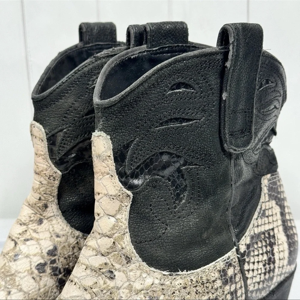 Sam Edelman Snakeskin Print Ankle Boots‎ Western Cowgirl Boho Rodeo Concert 6.5M